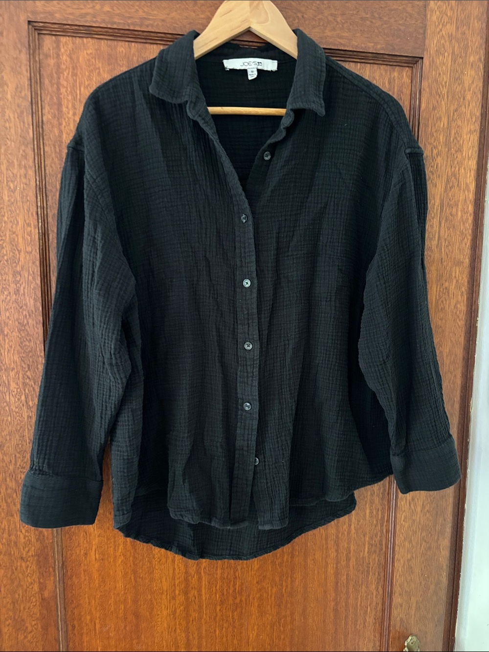 Joe's Jeans Black Textured Long-Sleeve Button-Down Shirt